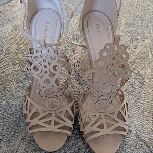 Klub Nico Women's Laser-Cut Nude Dress Heels
